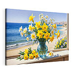 Tableaux Vase de fleurs jaunes et blanches sur le rebord d'une fenêtre