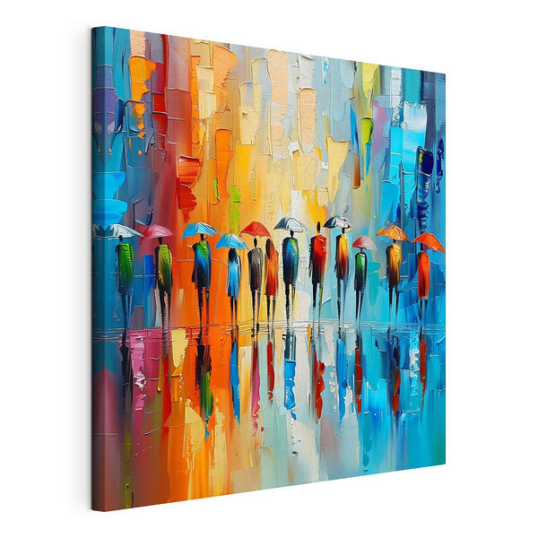 Groupe de personnes avec des parapluies Tableaux Groupe de personnes avec des parapluies