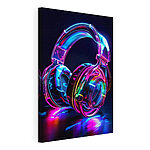 Tableaux Casque d'écoute coloré sur fond noir