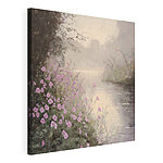 Tableaux Rivière avec des fleurs violettes