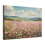 Tableaux Champ de fleurs roses