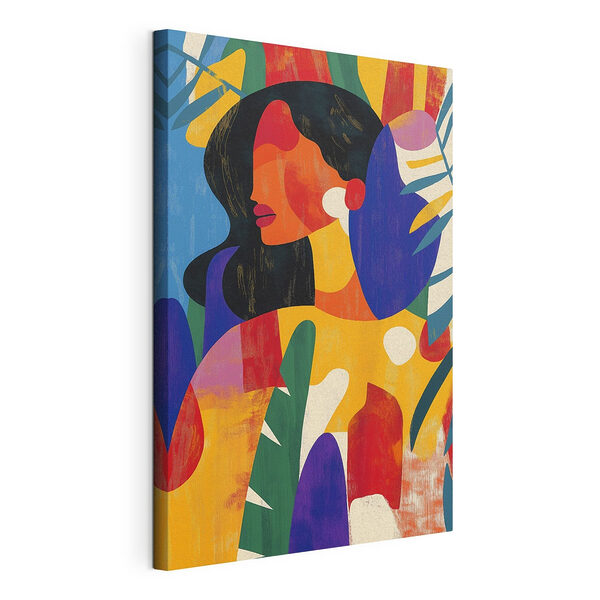 Femme avec des feuilles colorées Tableaux Femme avec des feuilles colorées