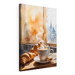 Tableaux Tasse de café et croissants sur une table