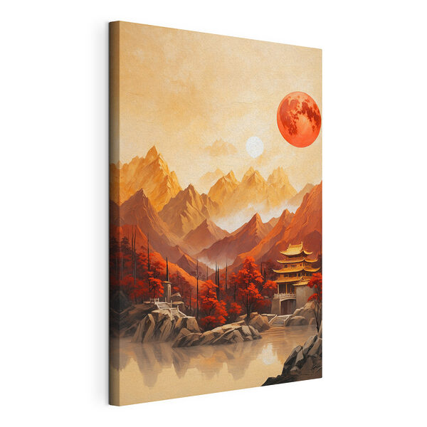 Peinture d'un temple dans les montagnes Tableaux Peinture d'un temple dans les montagnes