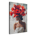 Tableaux Femme avec des fleurs rouges sur la tête