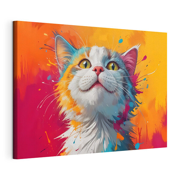 Tableaux Chat avec des éclaboussures de peinture colorée