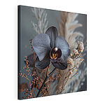 Tableaux Fleur noire avec des fleurs blanches