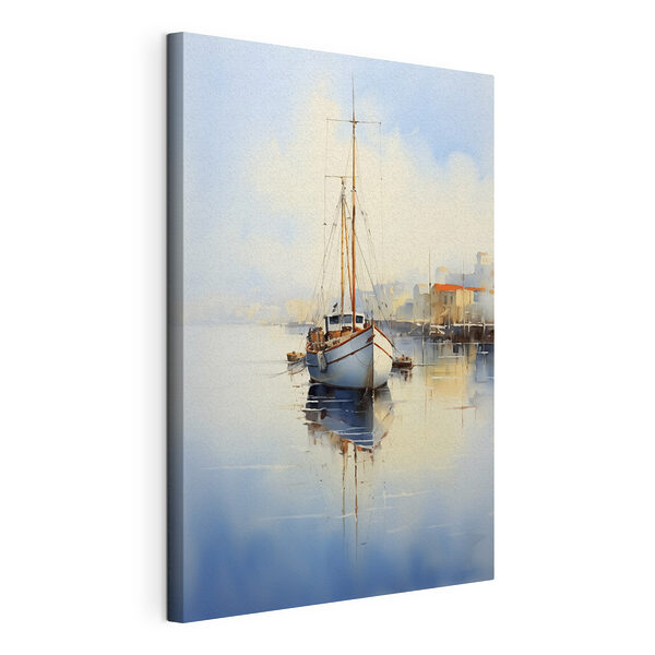 Tableaux Aquarelle d'un bateau dans un port
