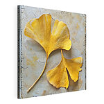 Tableaux Feuilles jaunes sur une surface blanche