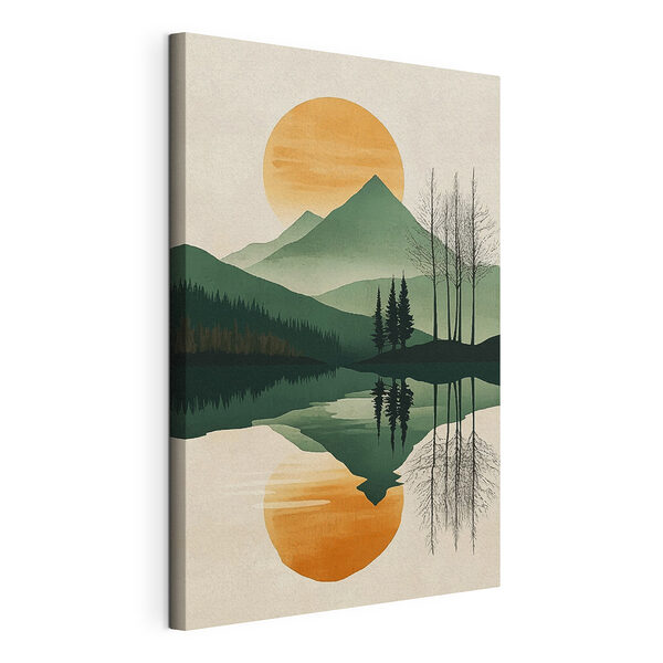Tableaux Paysage de montagnes, d'arbres et d'un lac