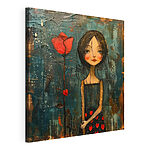 Tableaux Peinture d'une fille tenant une fleur