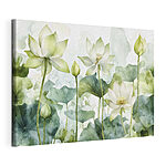 Tableaux Peinture de fleurs blanches et de feuilles vertes