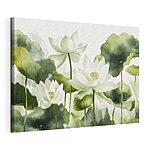 Tableaux Groupe de fleurs blanches avec des feuilles vertes