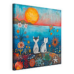 Tableaux Chats profitant d'un magnifique coucher de soleil en bord de mer