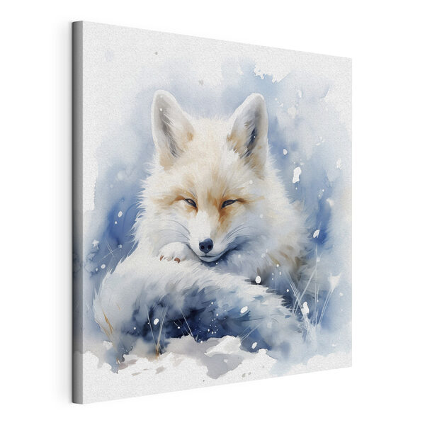 Aquarelle d'un renard couché dans la neige Tableaux Aquarelle d'un renard couché dans la neige