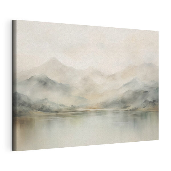 Aquarelle d'un lac avec des montagnes au loin Tableaux Aquarelle d'un lac avec des montagnes au loin