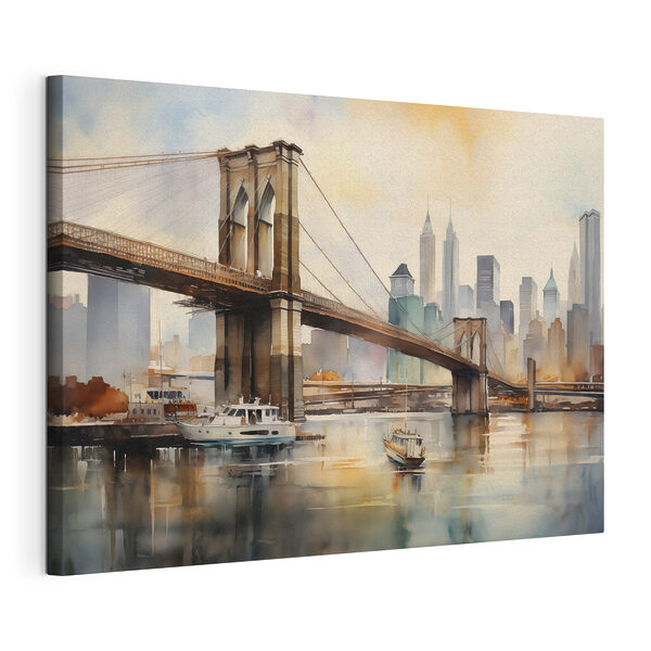 Aquarelle d'un pont et d'une ville Tableaux Aquarelle d'un pont et d'une ville