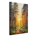 Tableaux Peinture d'une forêt avec un chemin et des arbres