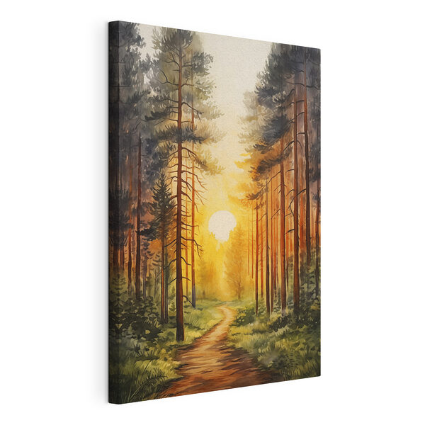 Peinture d'une forêt avec un chemin et des arbres Tableaux Peinture d'une forêt avec un chemin et des arbres