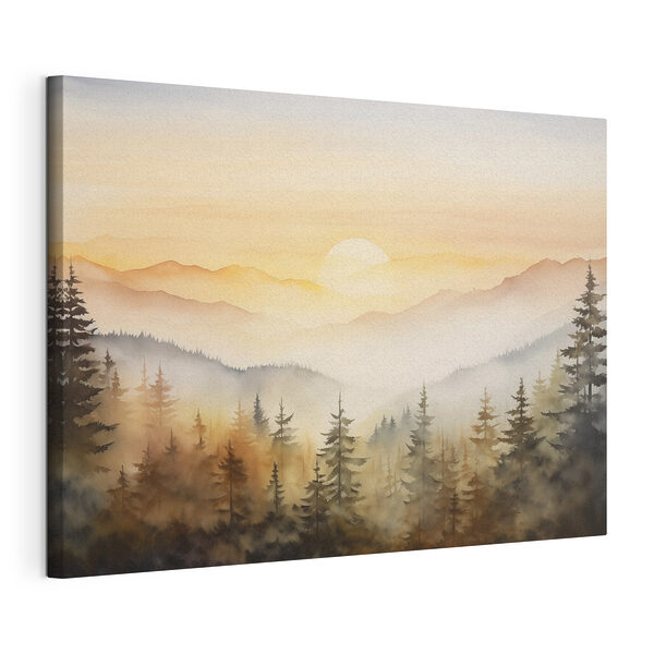 Aquarelle d'une forêt et de montagnes Tableaux Aquarelle d'une forêt et de montagnes