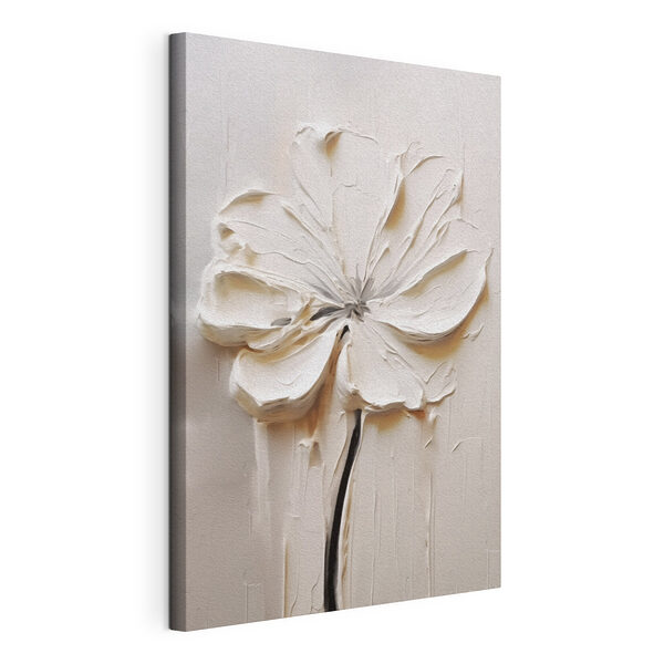 Tableaux Fleur blanche sculptée sur une surface blanche