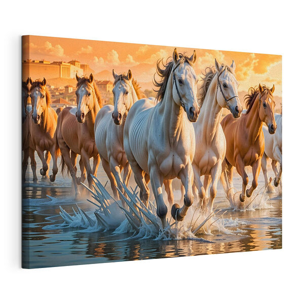 Groupe de chevaux courant dans l'eau Tableaux Groupe de chevaux courant dans l'eau