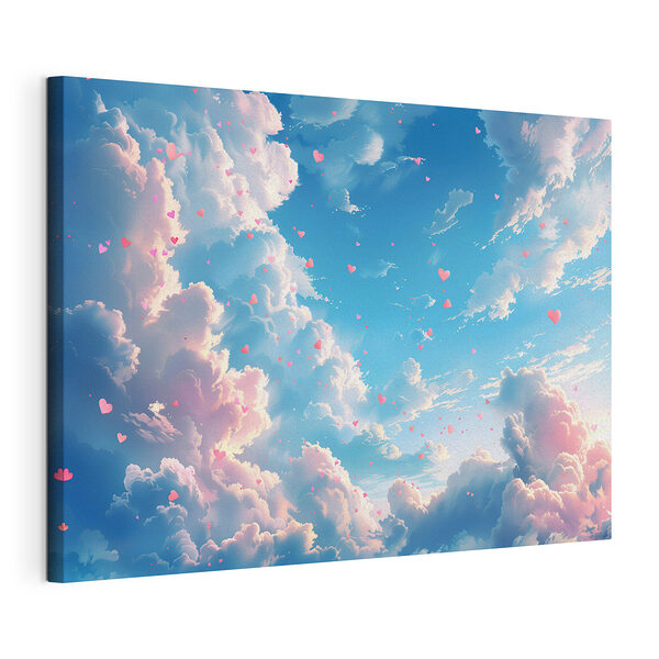 Ciel bleu avec nuages et cœurs roses Tableaux Ciel bleu avec nuages et cœurs roses