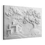Tableaux Art mural blanc avec une maison et un arbre