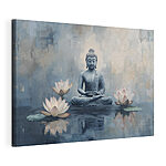 Tableaux Statue d'un bouddha assis en position de lotus entouré d'eau
