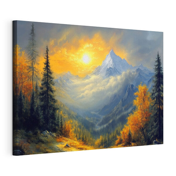 Paysage de montagne avec arbres et nuages Tableaux Paysage de montagne avec arbres et nuages