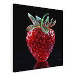 Tableaux Fraise en verre avec une tige verte