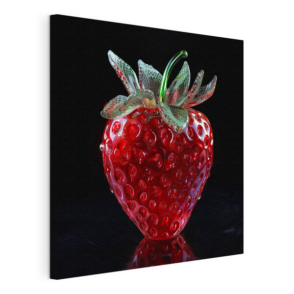 Fraise en verre avec une tige verte Tableaux Fraise en verre avec une tige verte