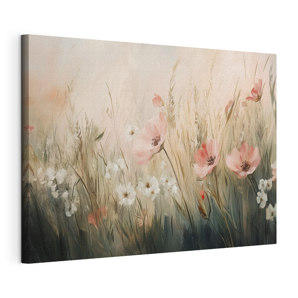 Canvas prints Painting of flowers in a field Tableaux Canvas prints Painting of flowers in a field