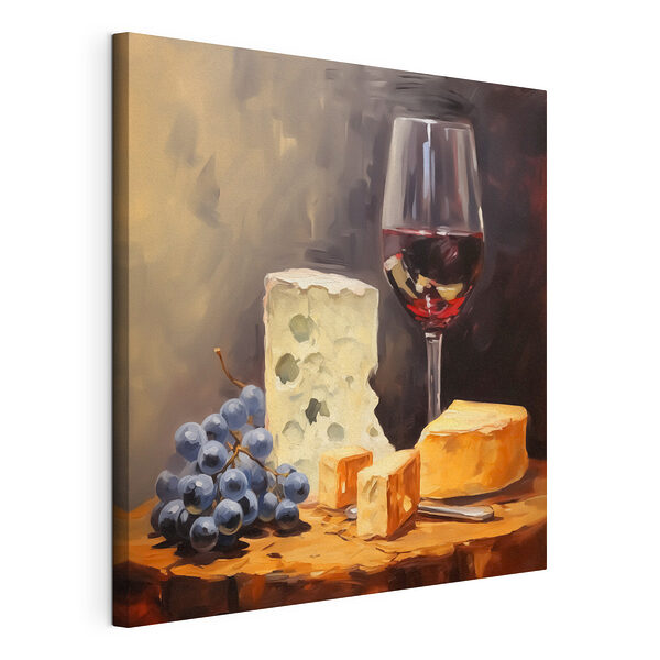 Tableaux Tableaux Verre de vin et fromage sur une table (UGS : s42415)