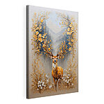 Tableaux Peinture d'un cerf avec des fleurs et des montagnes