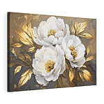 Tableaux Fleurs blanches élégantes aux accents dorés