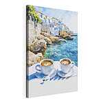 Tableaux Deux tasses de café sur une table au bord de l'eau