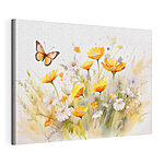 Tableaux Papillon volant au-dessus d'une fleur jaune et blanche