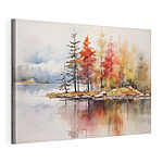 Tableaux Aquarelle d'arbres et de rochers sur un lac