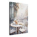 Tableaux Table avec des tasses à café et des croissants