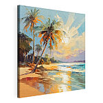 Tableaux Peinture d'une plage avec des palmiers