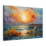 Tableaux Peinture d'un coucher de soleil sur une étendue d'eau