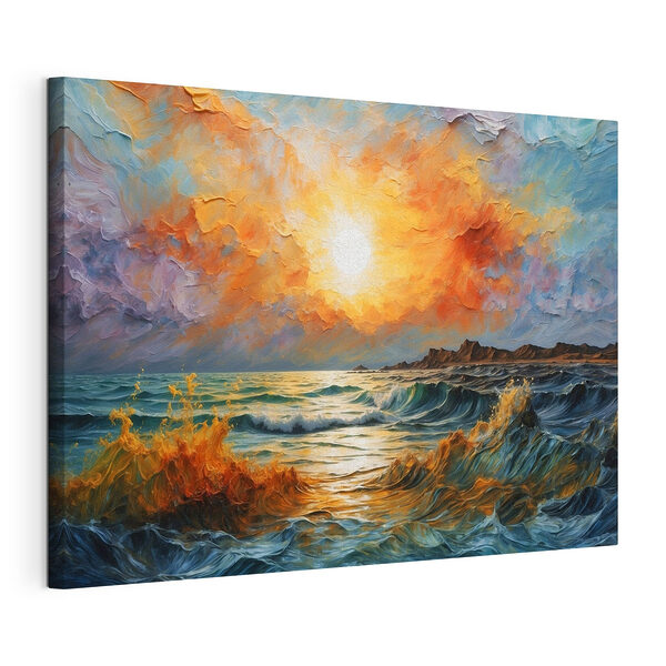 Tableaux Peinture d'un coucher de soleil sur une étendue d'eau