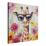 Tableaux Girafe portant des lunettes de soleil et des fleurs