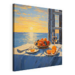 Tableaux Peinture d'une corbeille de fruits sur une table avec un verre de vin