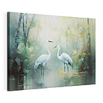 Tableaux Couple d'oiseaux blancs dans un étang