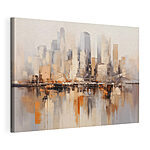 Tableaux Peinture d'une ville avec un pont sur l'eau