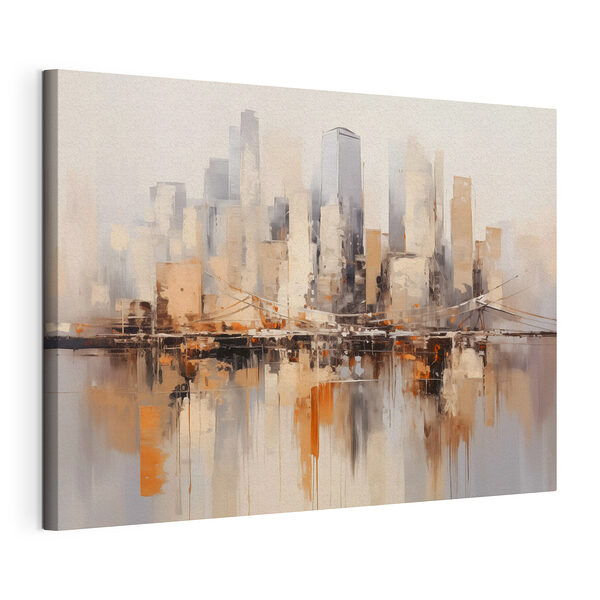 Peinture d'une ville avec un pont sur l'eau Tableaux Peinture d'une ville avec un pont sur l'eau