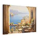 Tableaux Peinture d'un balcon donnant sur un plan d'eau