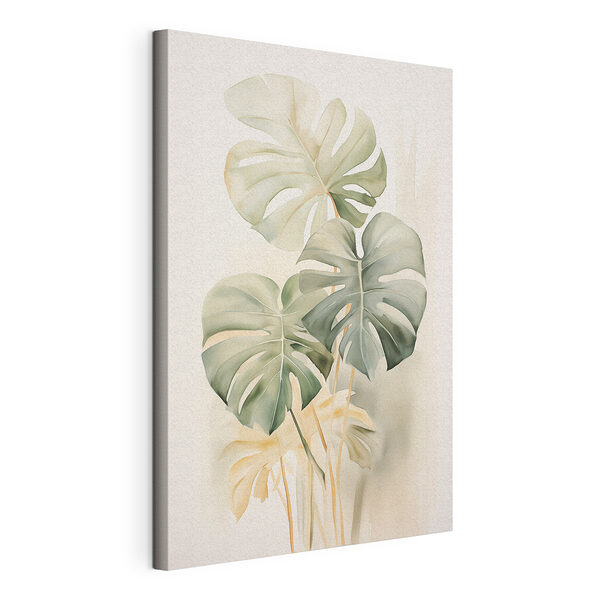 Tableaux Peinture de feuilles sur fond blanc